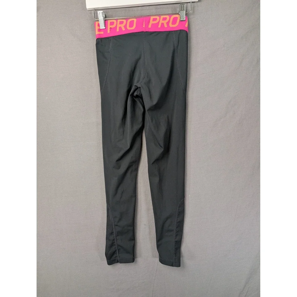 Nike Pro Girls Black Pink Orange Training Leggings  Size Small